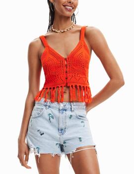 Top Desigual Loro naranja