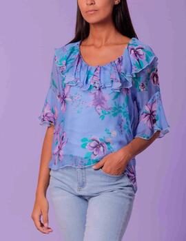 Blusa Mimi Mua estampada azul