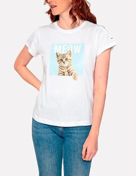 Camiseta Brave Soul gato blanco