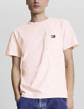 Camiseta Tommy Jeans bolsillo rosa