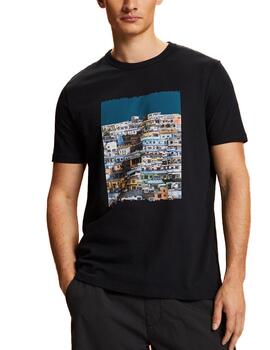 Camiseta Esprit estampada negro