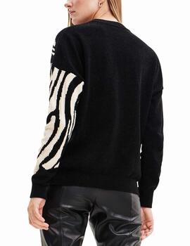 Jersey Desigual oversize cebra negro
