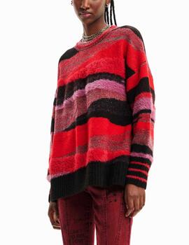 Jersey Desigual oversize rayas rojo