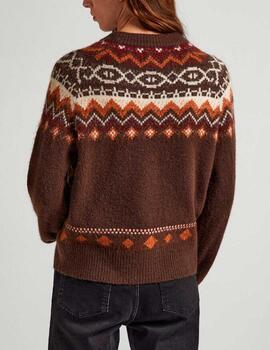 Jersey Pepe Jeans jacquard marrón