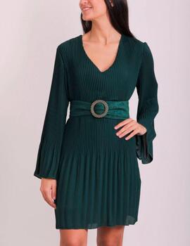 Vestido Mimi Mua plisados verde