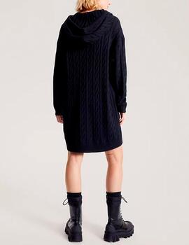 Vestido Tommy Jeans punto trenzado negro