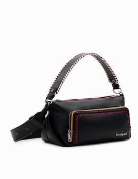 Bolso mediano Desigual bordados negro