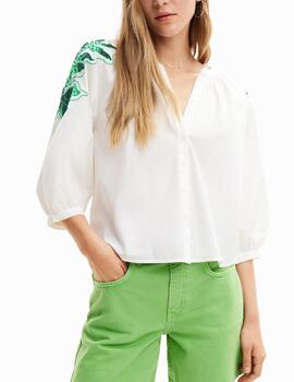 Blusa Desigual bordados blanco