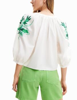 Blusa Desigual bordados blanco