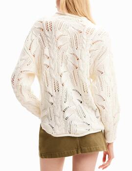 Jersey Desigual oversize calados blanco