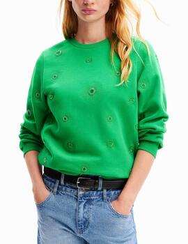 Sudadera Desigual bordados verde