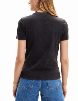 Camiseta Desigual logo strass negro