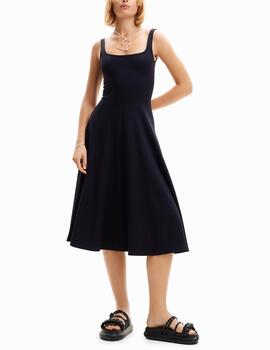 Vestido Desigual midi tirantes negro