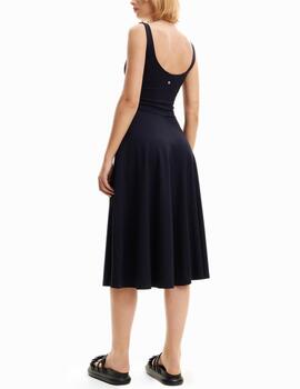 Vestido Desigual midi tirantes negro