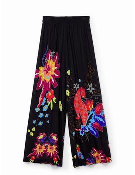 Pantalón Desigual palazzo estampado negro