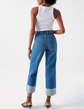 Pantalón vaquero Salsa straight bajo vuelto