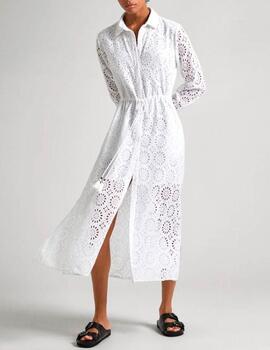 Vestido Pepe Jeans calados blanco