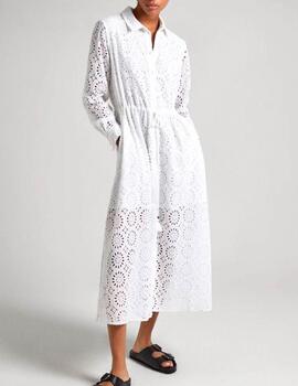 Vestido Pepe Jeans calados blanco