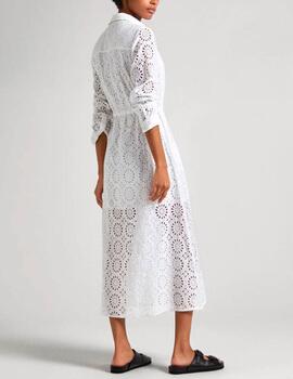 Vestido Pepe Jeans calados blanco