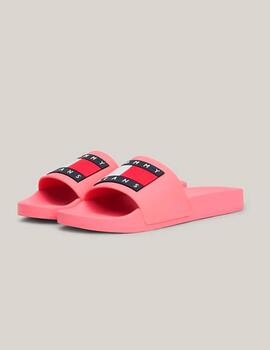 Chanclas Tommy Jeans logo rosa