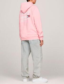 Sudadera Tommy Jeans logo rosa