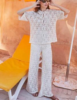 Chaqueta Indi&Cold crochet crudo