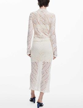 Camiseta Desigual crochet beige