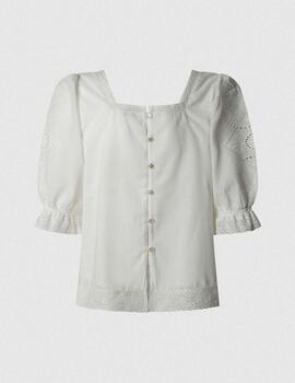 Blusa Pepe Jeans escote cuadrado blanco