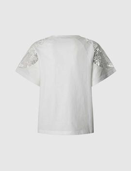 Camiseta Pepe Jeans bordados blanco