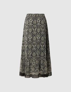 Falda Pepe Jeans gasa estampada negro