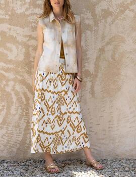 Falda Lola Espeleta estampada camel