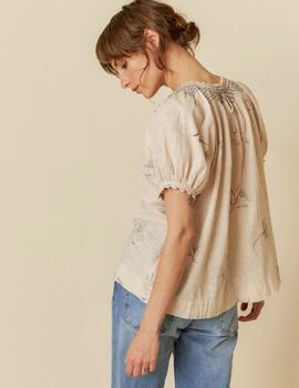 Blusa Indi&Cold detalles crochet beige