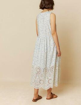 Vestido Indi&Cold estampado floral y bordados