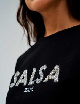 Sudadera Salsa logo abalorios negro
