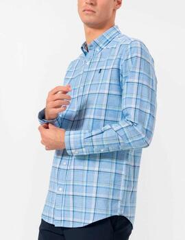 Camisa El Pulpo cuadros lino azul