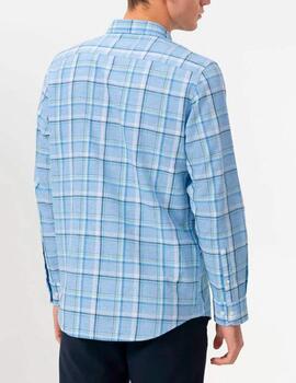 Camisa El Pulpo cuadros lino azul