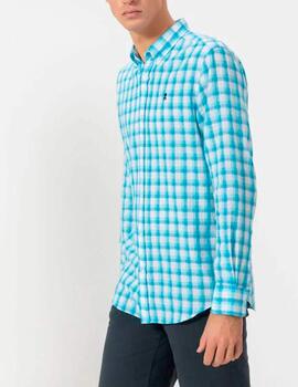 Camisa El Pulpo cuadros lino azul