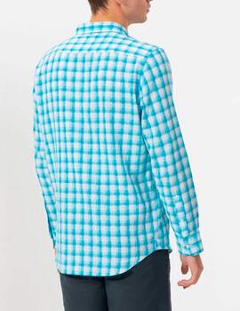 Camisa El Pulpo cuadros lino azul
