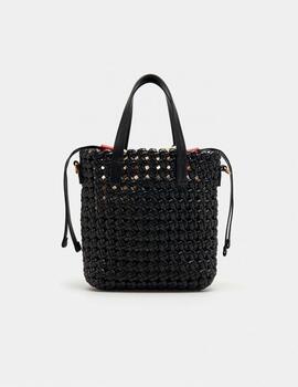 Bolsa mini Lion of Porches trenzada negro