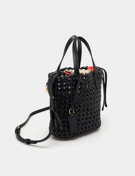Bolsa mini Lion of Porches trenzada negro