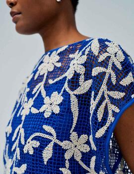 Camiseta Salsa crochet floral azul