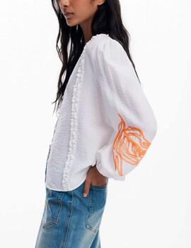 Blusa Desigual bordados blanco