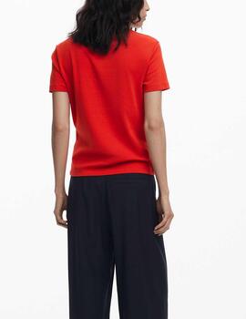 Camiseta Desigual bordado rojo
