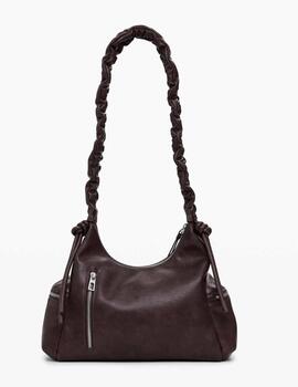 Bolso Desigual asa fruncida marrón