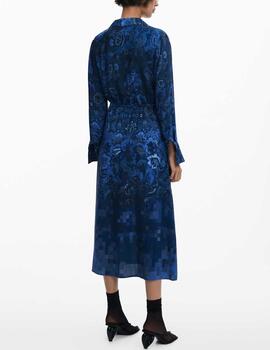 Vestido Desigual midi estampado azul