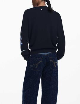 Jersey Desigual jacquard flores bordadas