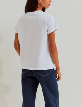 Camiseta Lion of Porches logo lentejuelas blanco