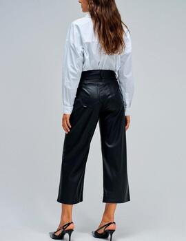 Pantalón Salsa wide cropped polipiel negro