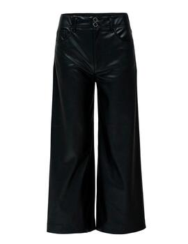 Pantalón Salsa wide cropped polipiel negro