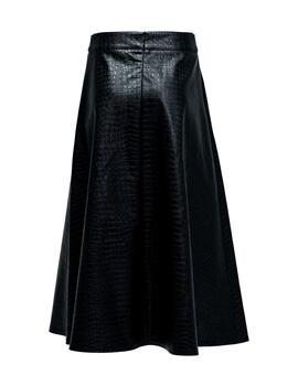 Falda Salsa midi polipiel negro